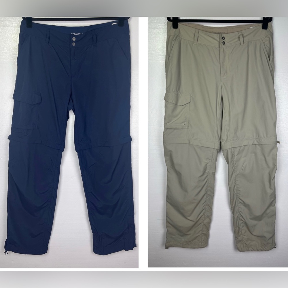 Two Pairs Columbia PFG Palm Peak Convertible Pants Navy and Tan Size 14 Regular